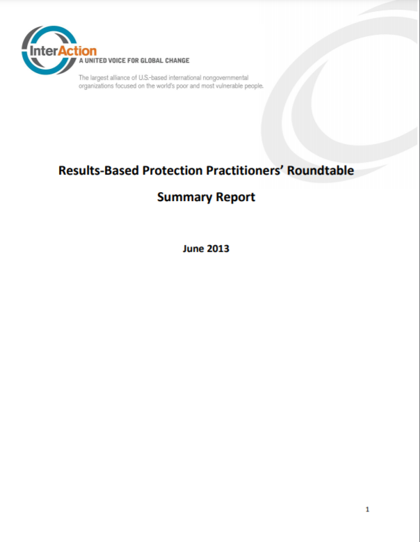 Photo of Summary Report Results-Based Protection Practitioners’ Roundtable 2013