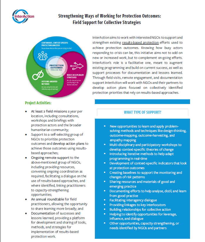 Photo of One-Page Overview: Field Support for Collective Strategies (2019-2021)