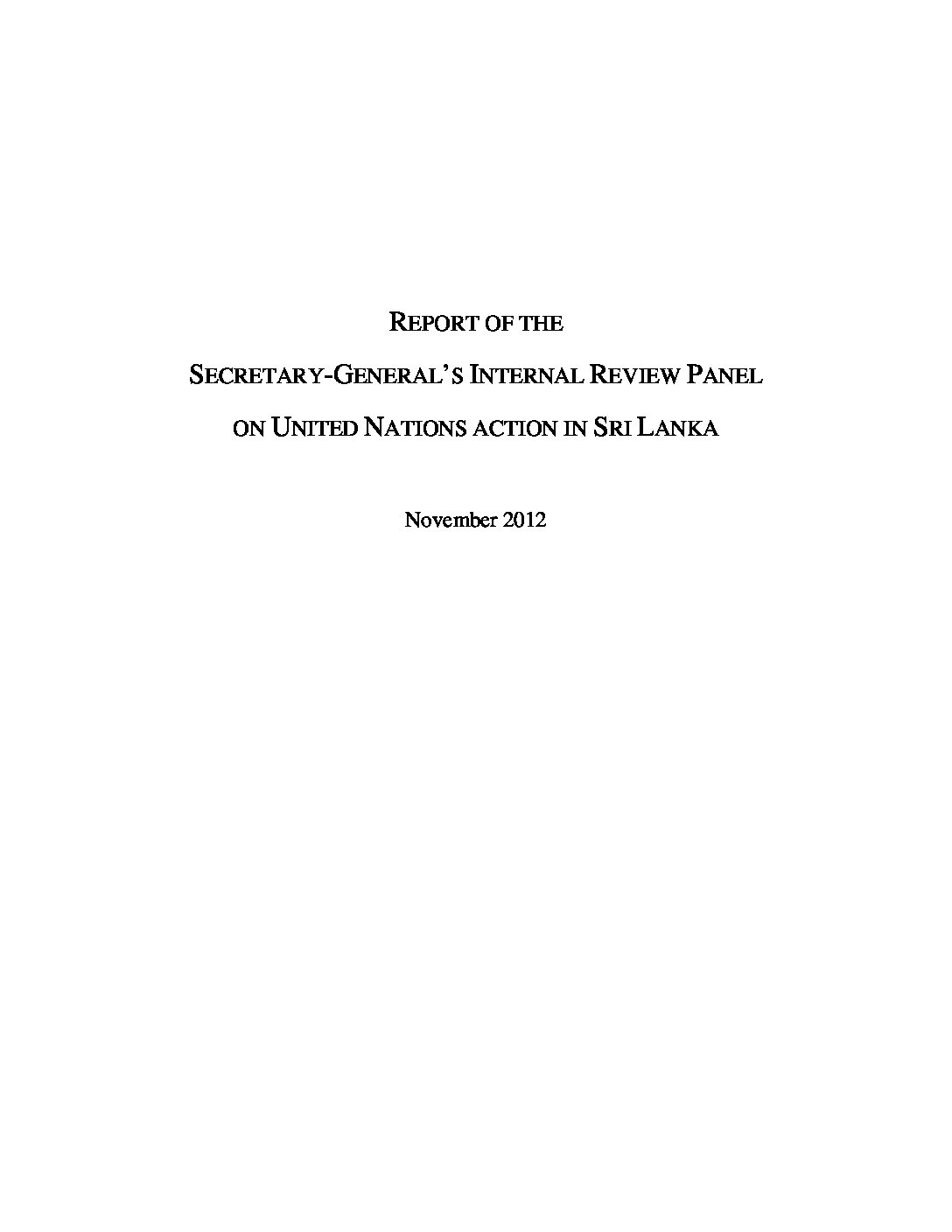 Photo of Report of the Secretary-General’s Internal Review Panel on UN Action in Sri Lanka