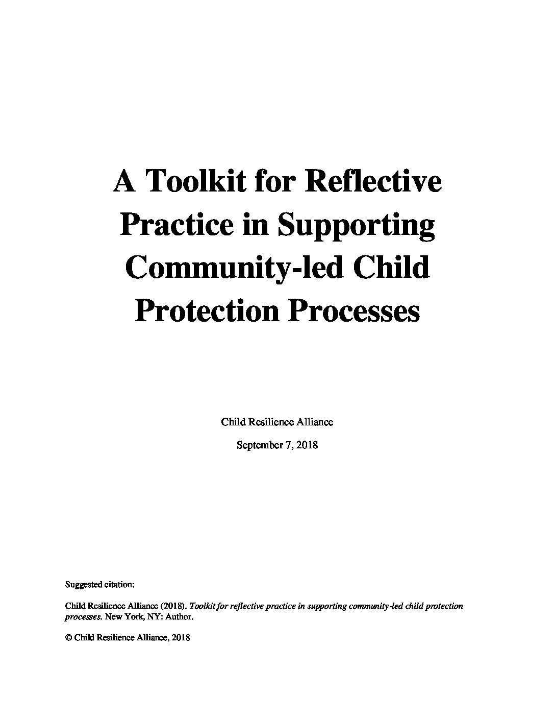 Photo of The Child Resilience Alliance’s Toolkit for Reflective Practice in Supporting Community-led Child Protection Processes